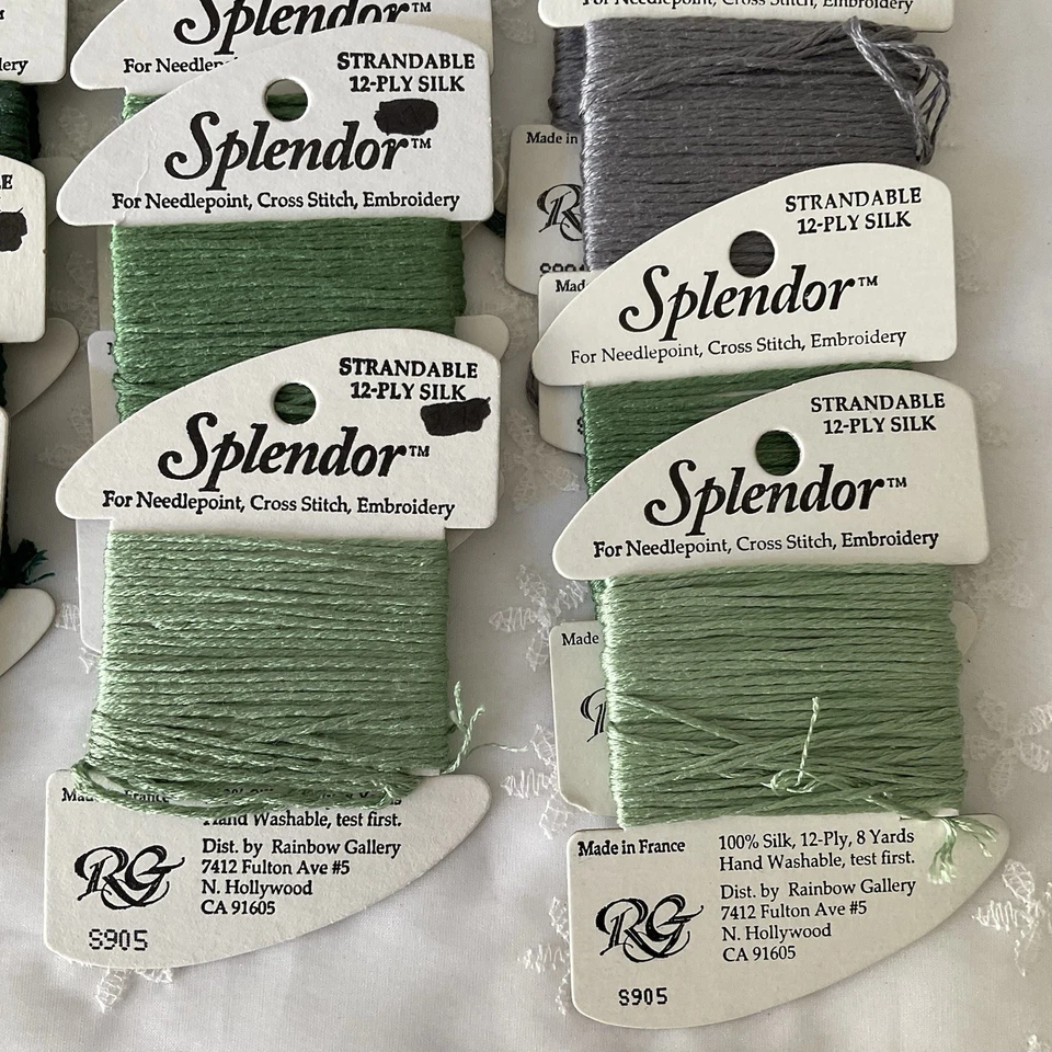 Needlepoint Embroidery Threads Lot of 12 Splendor Green and Gray Rainbow Gallery - Image 4 of 4