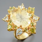 Unique 13 ct+ Natural Lemon Quartz Ring 925 Sterling Silver Size 8.5 /R459779