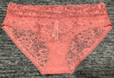 Victoria's Secret Floral Lace Hiphugger Hipster Panties Coral Rose Clay L NWT