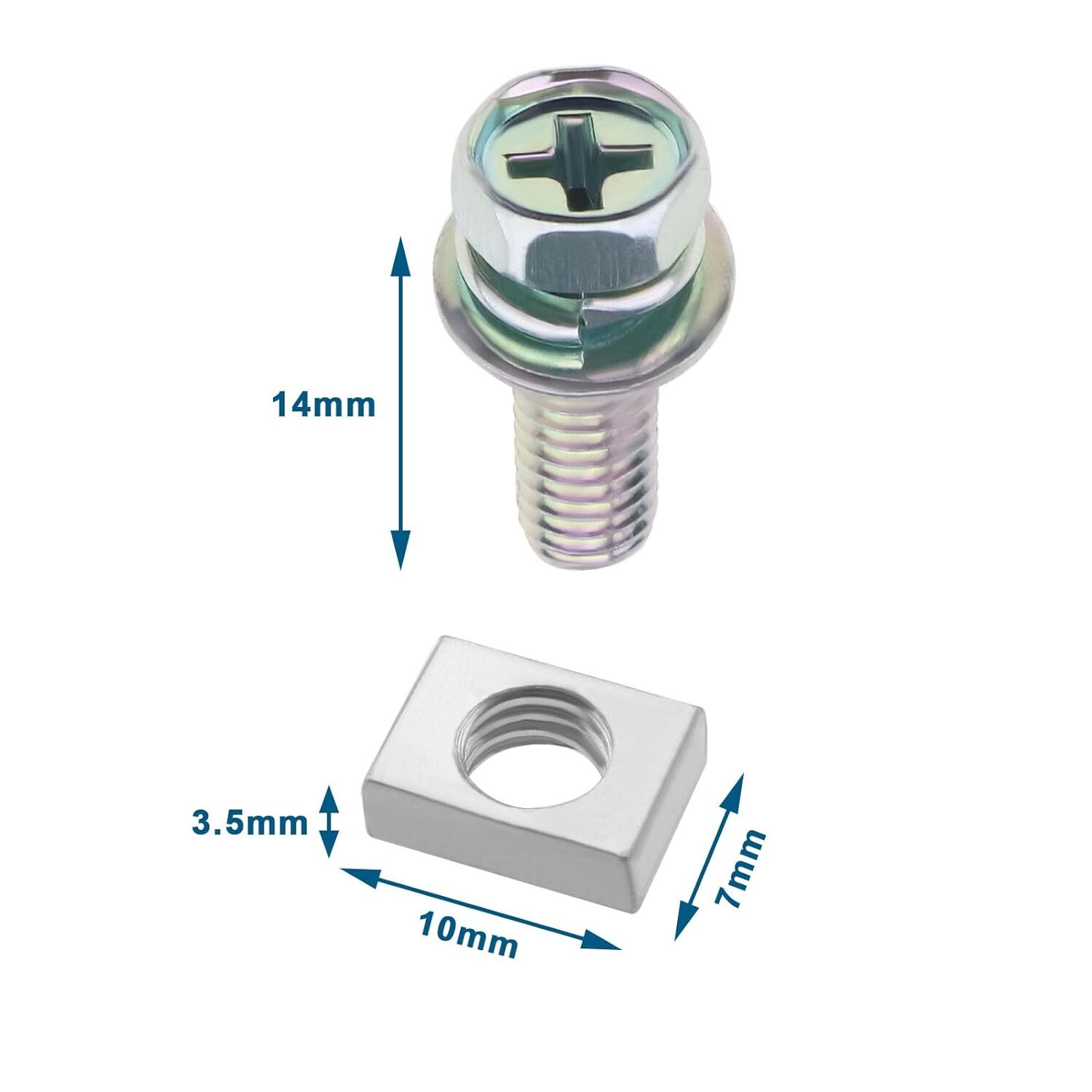 10PCS Motorcycle Battery Bolts and Nuts Set Carbon Steel Battery