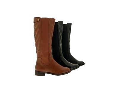 ladies flat calf length boots