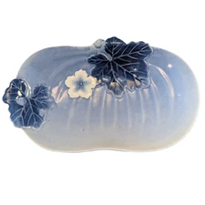 Antique Japanese Arita Nabeshima Blue Porcelain Plate Kabocha Pumpkin Japan 3/6