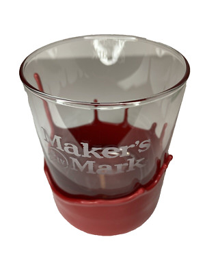 Makers Mark Kentucky Bourbon Whiskey Glass Red Wax Dip/ Splash Promotional 12oz