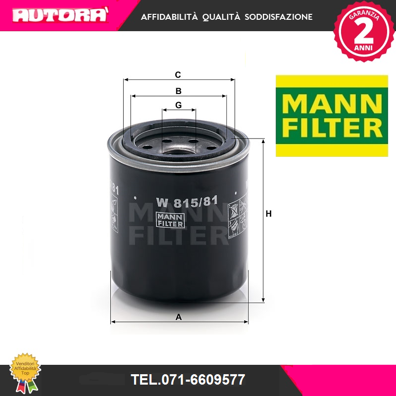 W81581 Filtro olio (MARCA MANN)