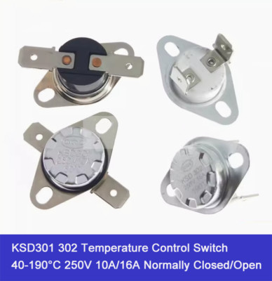 KSD301 302 Temperature Control Switch 40-190°C 250V 10A/16A Normally Closed/Open