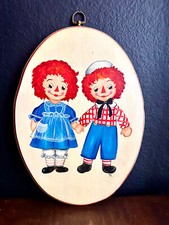Raggedy Ann and Andy ORIGINAL Vintage Painting- Custom 1 of 1 Wood Frame 