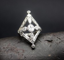 UNIQUE CUBIC ZIRCONIA RING set in .925 STERLING SILVER FREE FAST SHIPPING