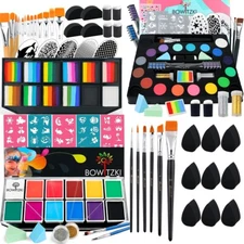 Bowitzki 6 Pack Face Paint Kit Bundle Kit Professional Face Paint Brushes Sponge