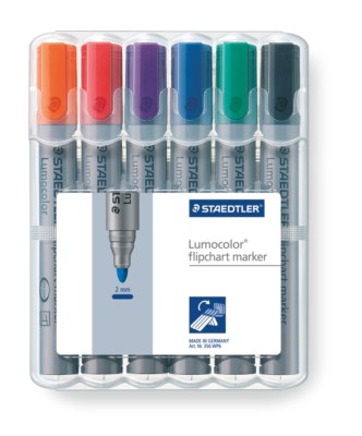 Staedtler Lumocolor Flipchartmarker 356 WP6 , Flipchart Marker Rundspitze 6 Etui