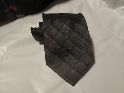 Circle S Tie by SIDRAN Western Necktie Horseshoe Silk Gray Plaid Men s