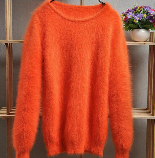 Womens Ladies Winter Rabbit Fur Mink Cashmere Warm Sweater Fluffy Fuzzy ...