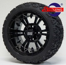 4 Golf Cart 12x7 Black Vampire Wheelsrims And 18 All-terrain Tires 4 Golf Cart 12x7 Black Vampire Wheelsrims And 18 All-terrain Tires