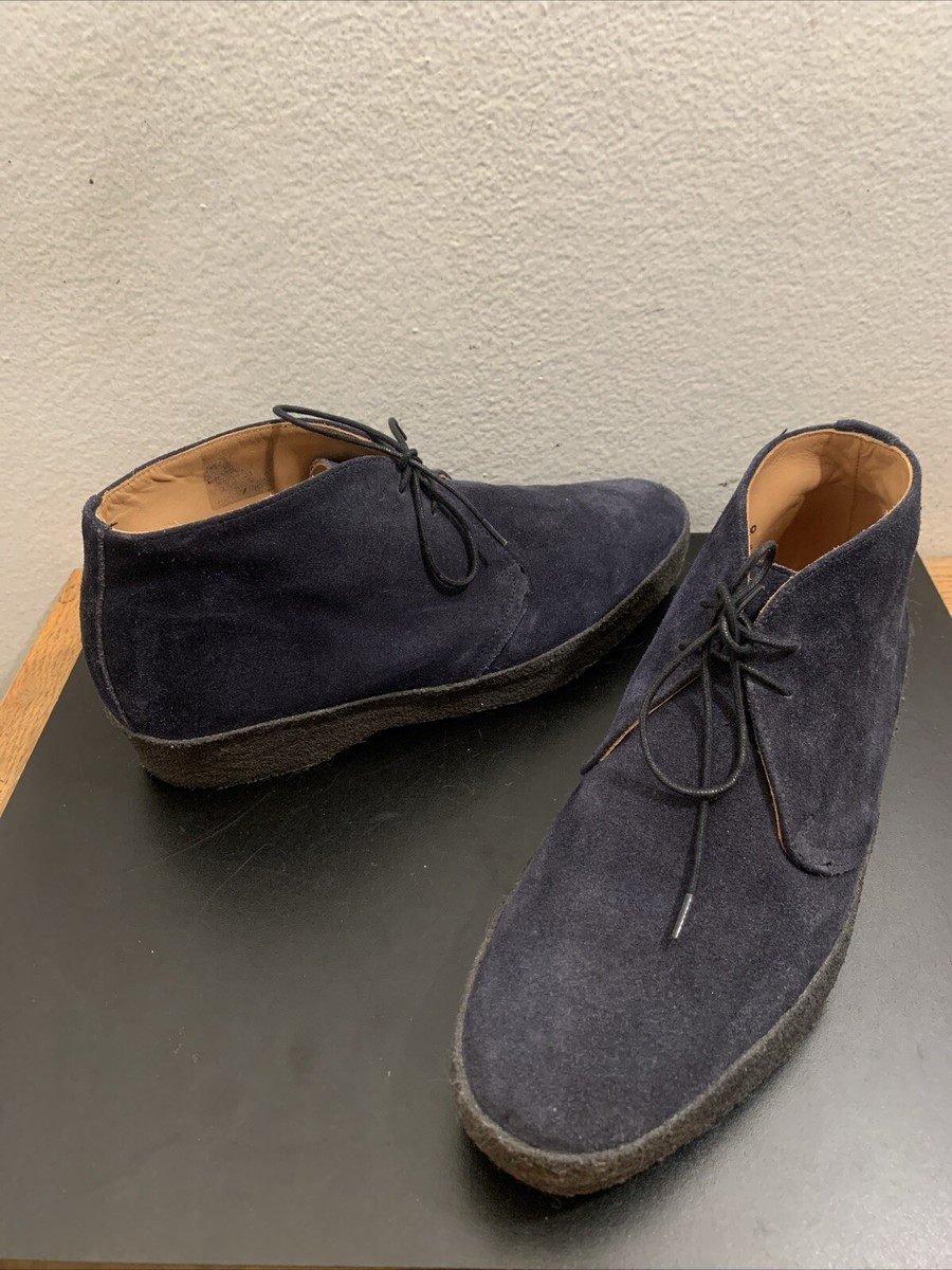Sanders JOEL England Navy Chukka Lace Up suede Leather Boots Sz Uk