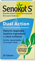 Senokot-S Dual Action  30 Tablets Exp:04/2026 + free shipping