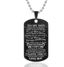 To my son Necklace Gift A My Son Dog Tag Necklace From Mother Love Black
