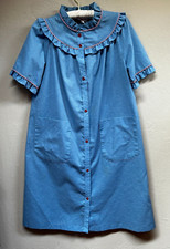 Smart Time Union Made Vintage Women's Button-Up Shift Dress Size Small in Blue