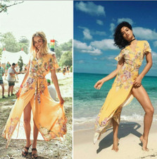 Spell And The Gypsy Blue Skies Wrap Maxi Dress, Yellow, Size M