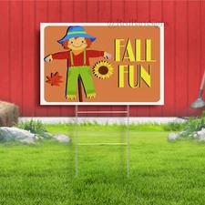 FALL FUN SCARECROW Yard Sign with Stand LAWN SIGN