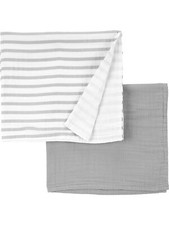 Simple Joys by Carter's Neutral's 2-Pack Cotton One Size, Grey/White Stripe