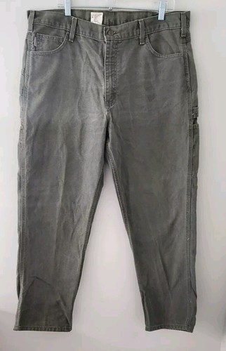 Vtg Carhartt Carpenter Relaxed Fit B174 Mos Green Work Pants! 40"×30" - 第 2/9 張圖片