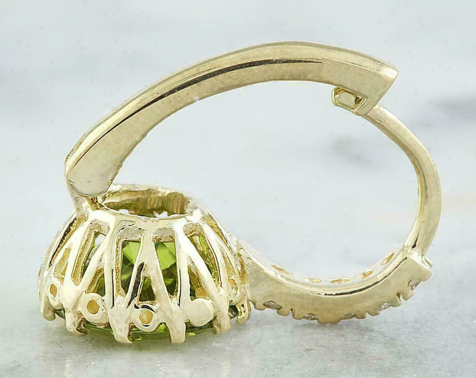 3Ct Round Cut Green Peridot Solitaire Drop Dangle Earring 14K Yellow Gold Finish Foto 2 de 4