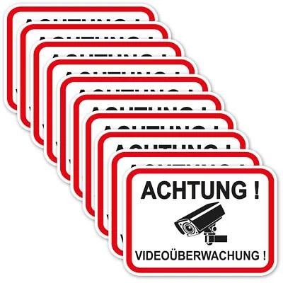 SCHILDERIO 10 Stück Aufkleber Achtung Videoüberwachung 120x90 mm, videoüberwacht Aufkleber