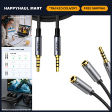 3.5mm Headphone Splitter Y Cable - 2 Female to 1 Male Mic  Audio, 3FT Braided