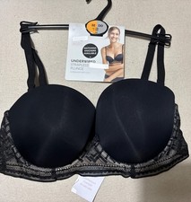 M&S UNDERWIRED STRAPLESS MULTIWAY PLUNGE BRA In BLACK Size 32DD