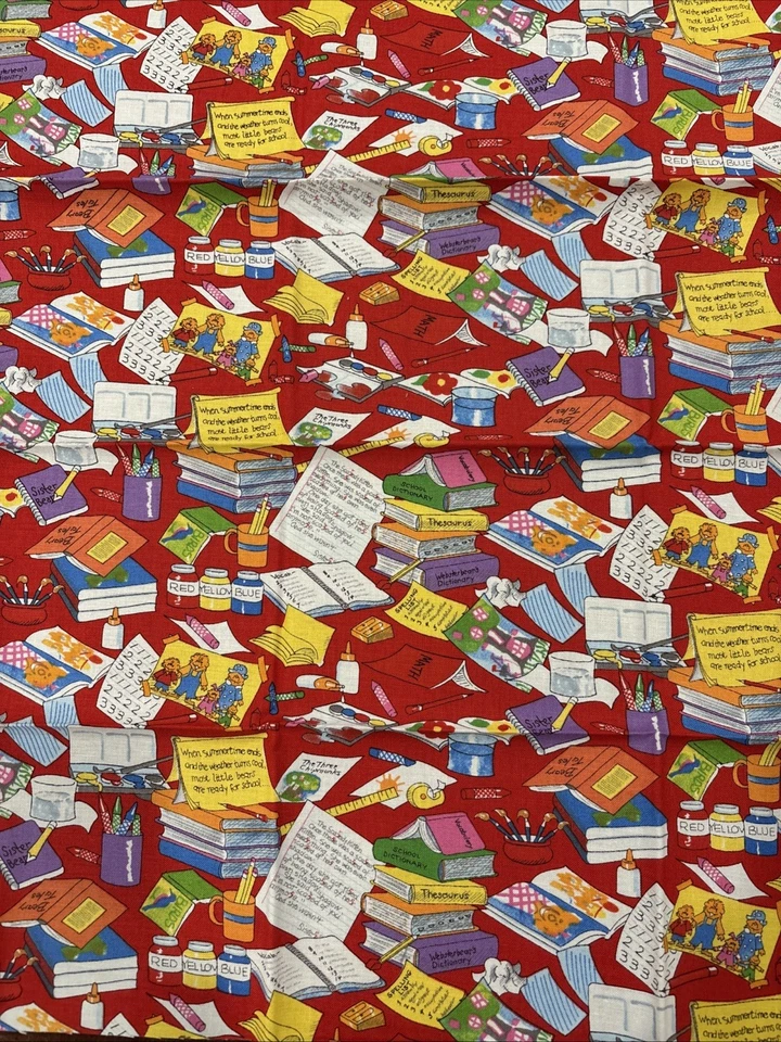 BERENSTAIN BEARS- Moda 2012 -Rare Bear Country School 4 Fat Quarters VTG - Image 2 of 4