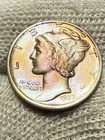1937-d Mercury Head 100% Fully Separated Horizontal Bands Choice AU++++++ Toned