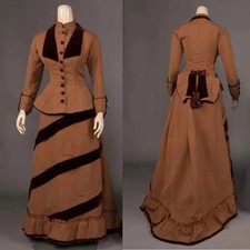 1880s Victorian Bustle Ball Gown Civil War South Belle Dresses Women Afternoon