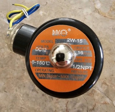 BAC Engineering Solenoid Valve 1/2'' Pipe 12V DC Coil 1/2'' NPT  BAC# 2W-15 Black 