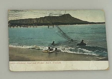 1908 Diamond Head And Waikiki Beach Post Card Post Mark Hawaii #13905 Used