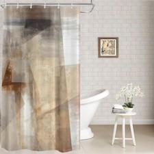 Brown Abstract Art Decor Shower Curtain Beige Painting Bathroom 72x36 Inch