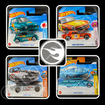     4 x Hot Wheels TH Treasure Hunt Triumph TR6 Purple Passion Honda Racing