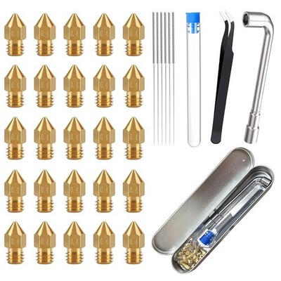 25PCS Ender 3 Nozzles 0.4MM, 3D Printer Brass Hotend 