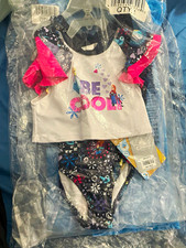 Disney Frozen Girls Swim Bundle Size 3 toddler NWT Rash Guard Swimsuit Cover-Up