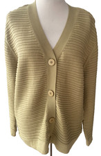 Adini 100% cotton knit cardigan long sleeves 4 button through front size L