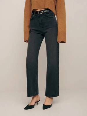 Reformation Wilder High-Rise Wide Leg Cropped Jeans - Black Size 26