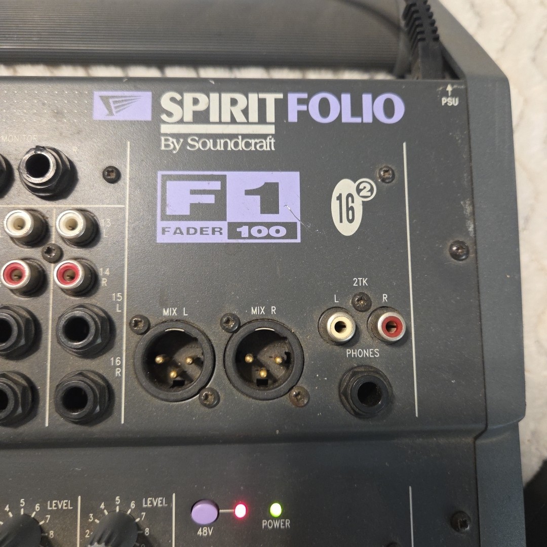 Soundcraft Spirit Folio F1- Fader 100 - 16/2 Analogue Mixing Desk Soundcraft Spirit Folio F1- Fader 100 - 16/2 Analogue Mixing Desk