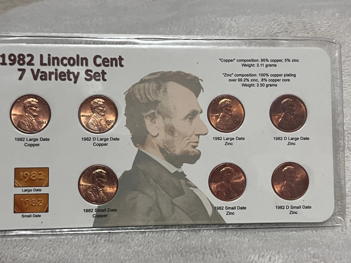 1982 Penny Values 1982 Lincoln Penny Set - 8 Coin Unc Set (P, D, S ...