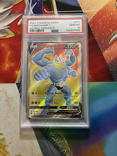 POKEMON CARD 2022 SWORD & SHIELD ASTRAL RADIANCE #171 FULL ART/MACHAMP V PSA 10