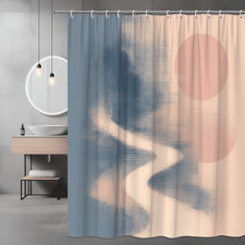 Abstract Blue and Pink Shower Curtain, Modern Design, Artistic Decor