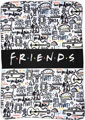 Friends TV Show Logo Fleece Throw Blanket 45'' x 60'' Cafe Taxi Cat White