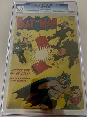 Batman 18 CGC 5.0 Off-White To White Pages Golden Age Comic Book Hitler Cover