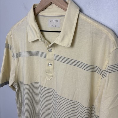 Linksoul Men s Large Tempus Fugit Performance Polo Shirt Yellow Gray Golf