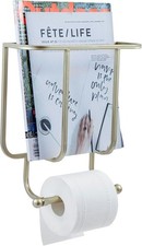 2-in-1 Bathroom Magazine Rack with Toilet Paper Holder, Wall Mounted Bathroom