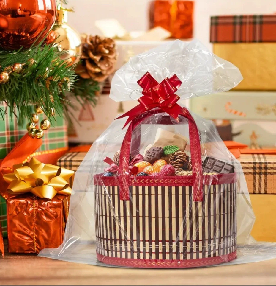 Pacote com 6 cestas de armazenamento de bambu para Ação de Graças, Natal, ovo de Páscoa e muito mais - Imagem 2 de 4