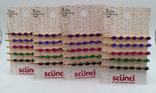 4 X 5 pcs SCUNCI Hair Gold Toned Bobby Pins multicolor rhinestones 20 pins total