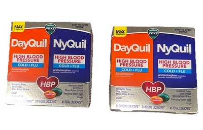 Both! Vicks Max Dayquil Nyquil High Blood Pressure Cold Flu 48 LiquiCaps 08/2026